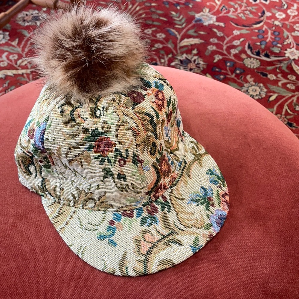 Anthro Pommed Brocade Baseball Cap